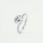 A 2-carat round-cut Moissanite solitaire ring in 925 sterling silver with a sleek band and sparkling accents.