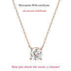 Rose gold 925 pendant necklace featuring a round-cut Moissanite gemstone set in a minimalist crown.