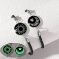 Black rope bracelets with silver Sun and Moon emblems, featuring a glow-in-the-dark design. Telescopic sliding knot for adjustable fit.