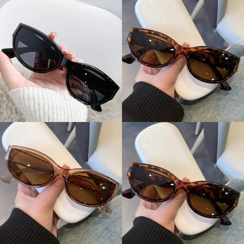 Cat-eye sunglasses in black and tortoiseshell. Upswept silhouette with tinted lenses, lightweight for comfortable wear.