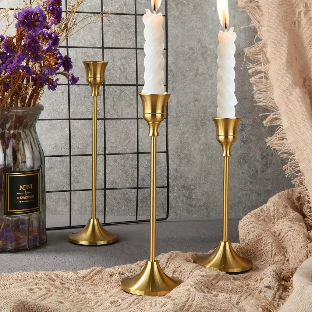 LOVORA™ Aurelia Golden Candle Holder Set – Elegant Home Decor