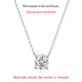 Delicate 925 sterling silver necklace featuring a round-cut Moissanite pendant, radiating brilliance and classic elegance.
