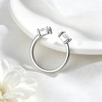Adjustable LOVORA™ Aura Princess Cut ring in platinum silver, featuring a square Moissanite stone in a minimalist setting.