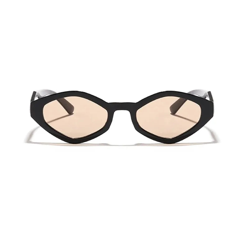 Bold cat-eye sunglasses with a thick black frame and light brown tinted lenses, designed for a stylish retro look.